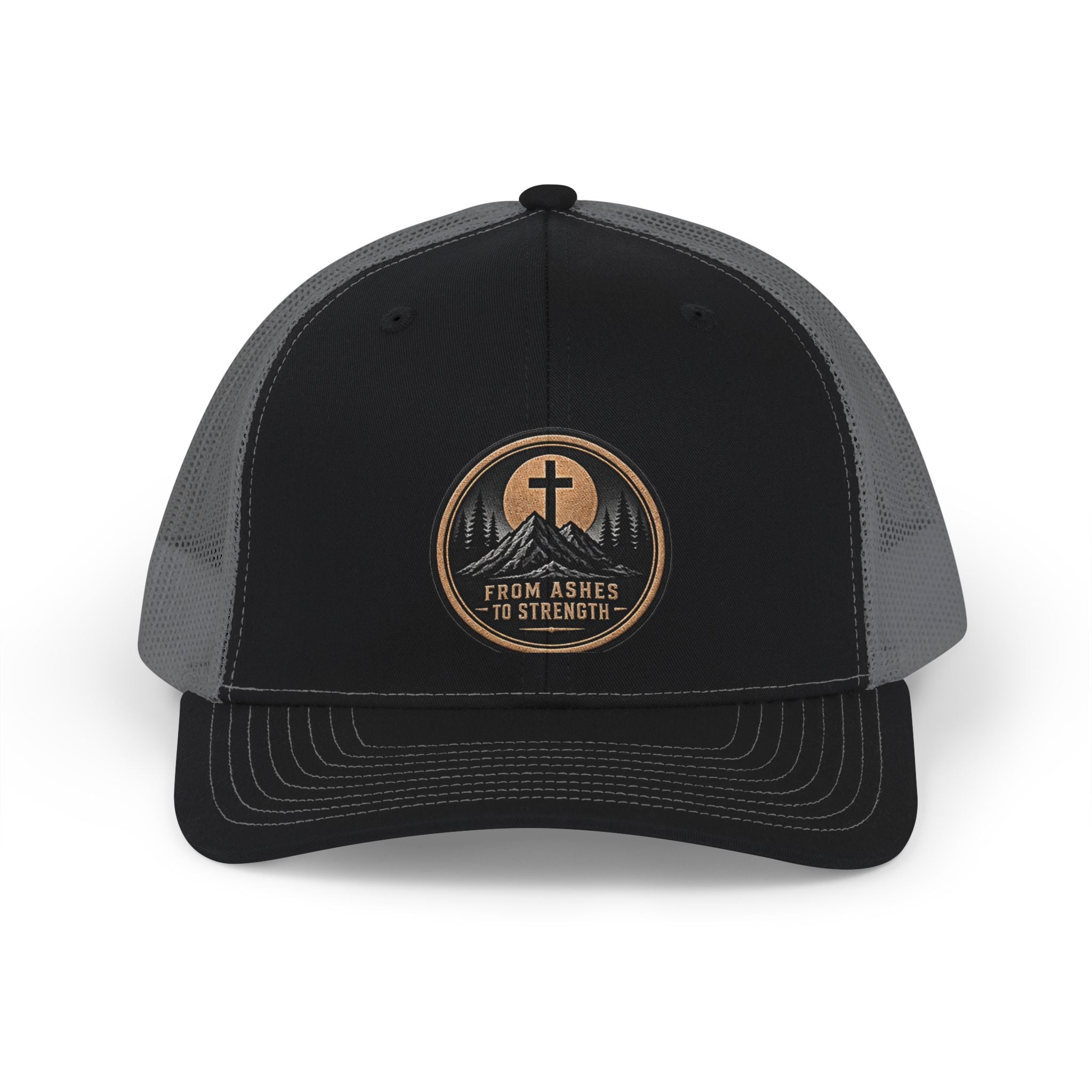 Christian Anchor Patch Trucker Cap — "From Ashes to Strength" Snapback Hat