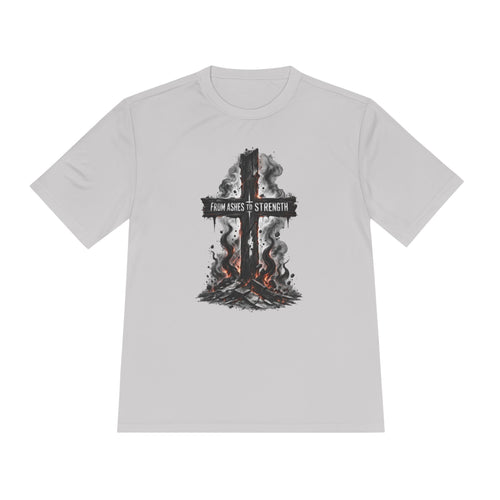 Faith Cross Tee — "From Ashes to Strength" Moisture-Wicking Christian Shirt