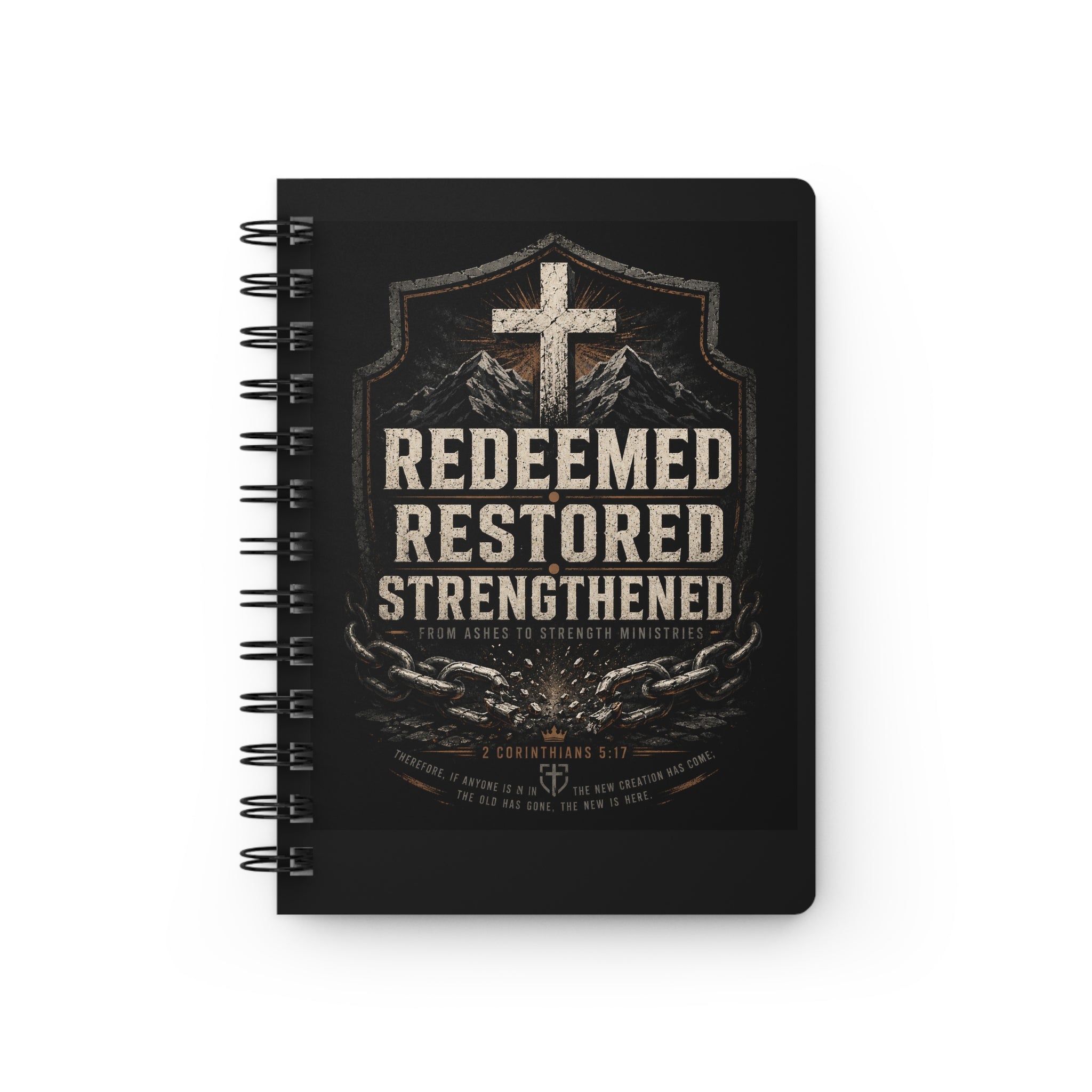 Redeemed Restored Strengthened Spiral Journal — Christian Faith Notebook