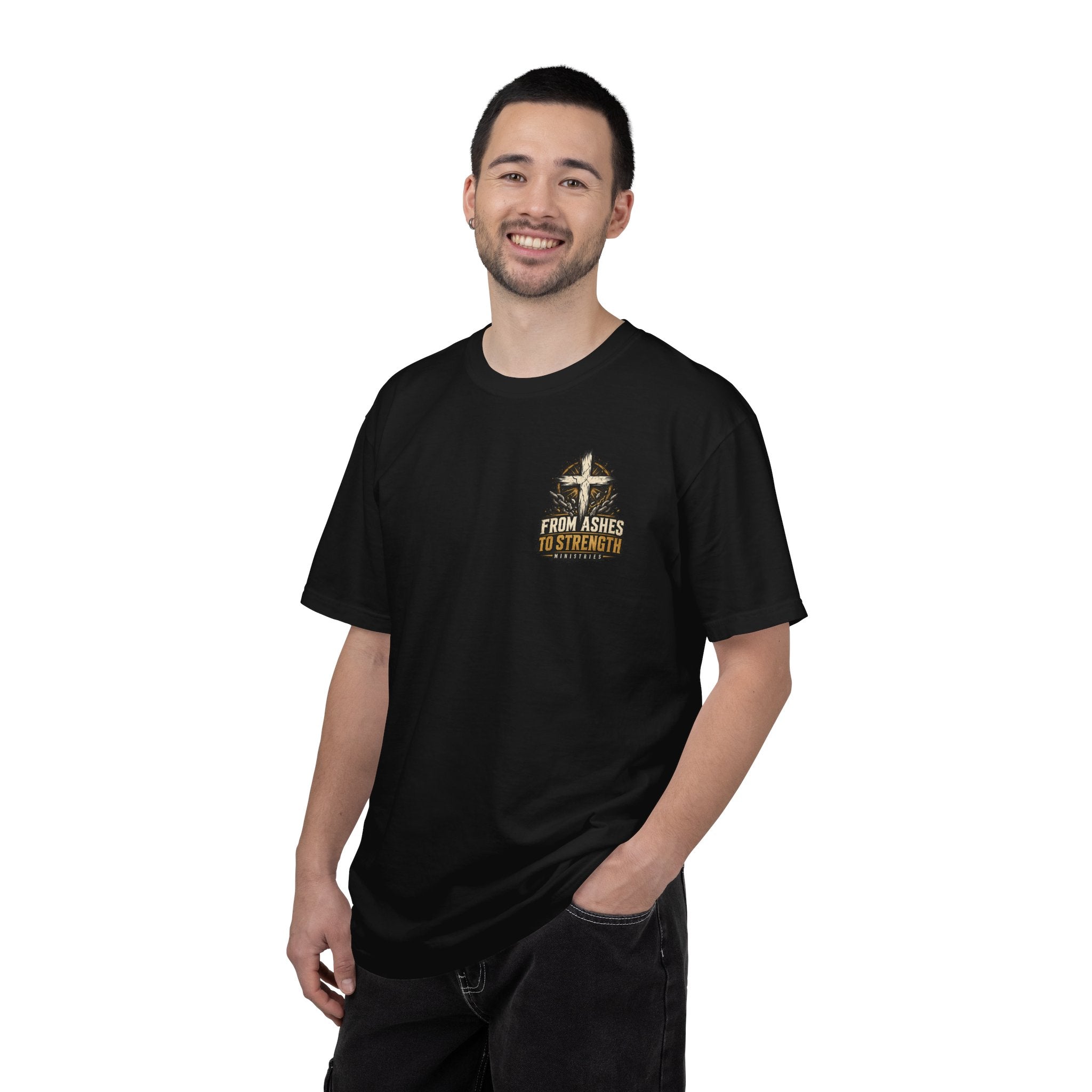 From Ashes to Strength T-Shirt — Christian Ministry Cross Graphic