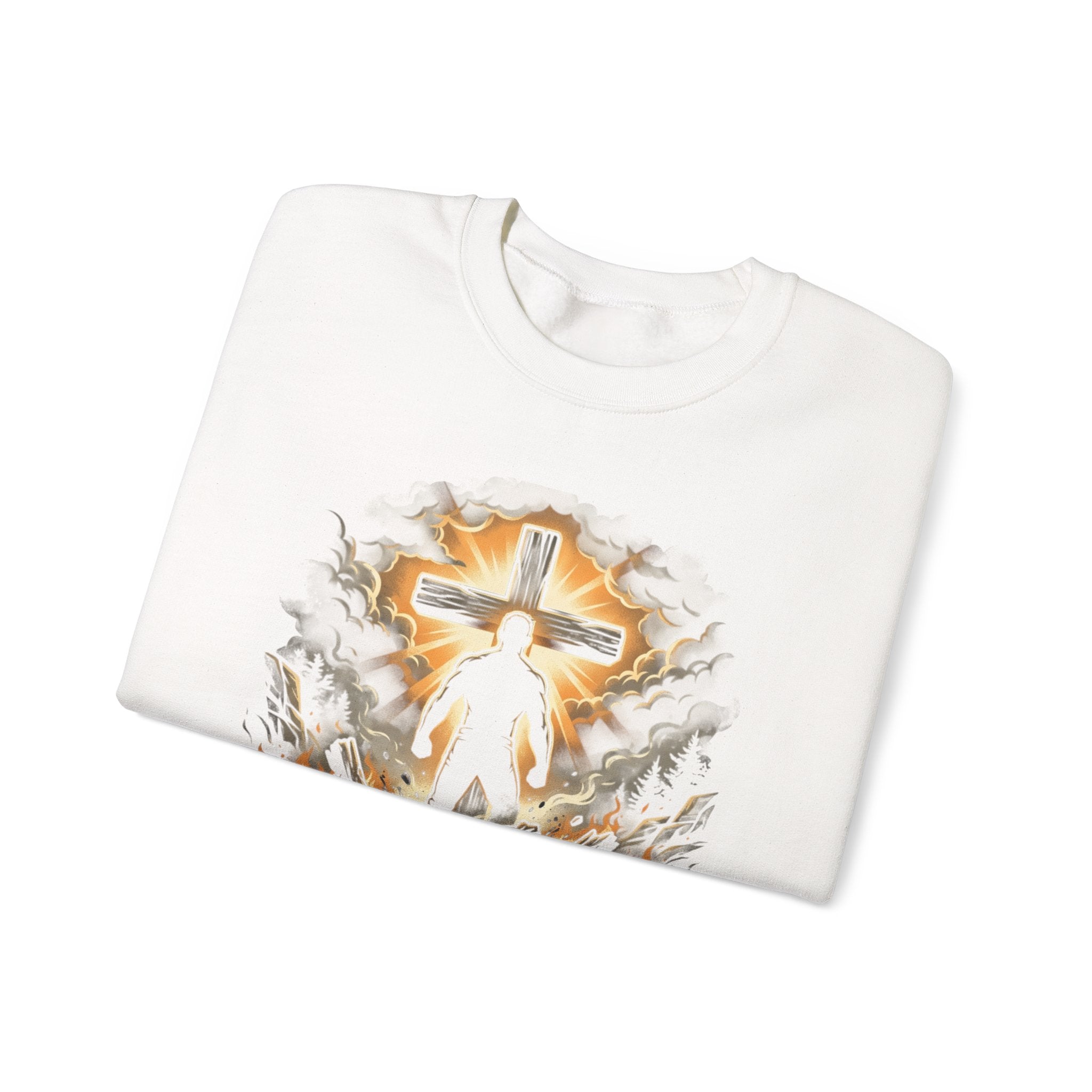 From Ashes To Strength Ministries Crewneck Sweatshirt — Christian Faith Cross Design
